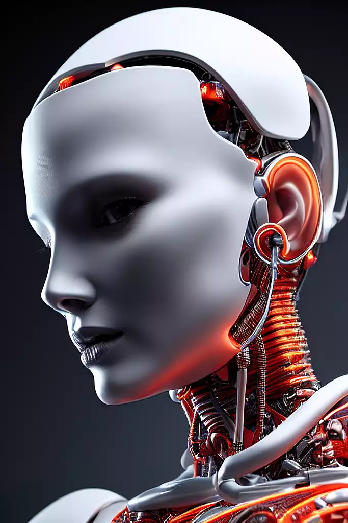 美丽的女性侧脸机器人